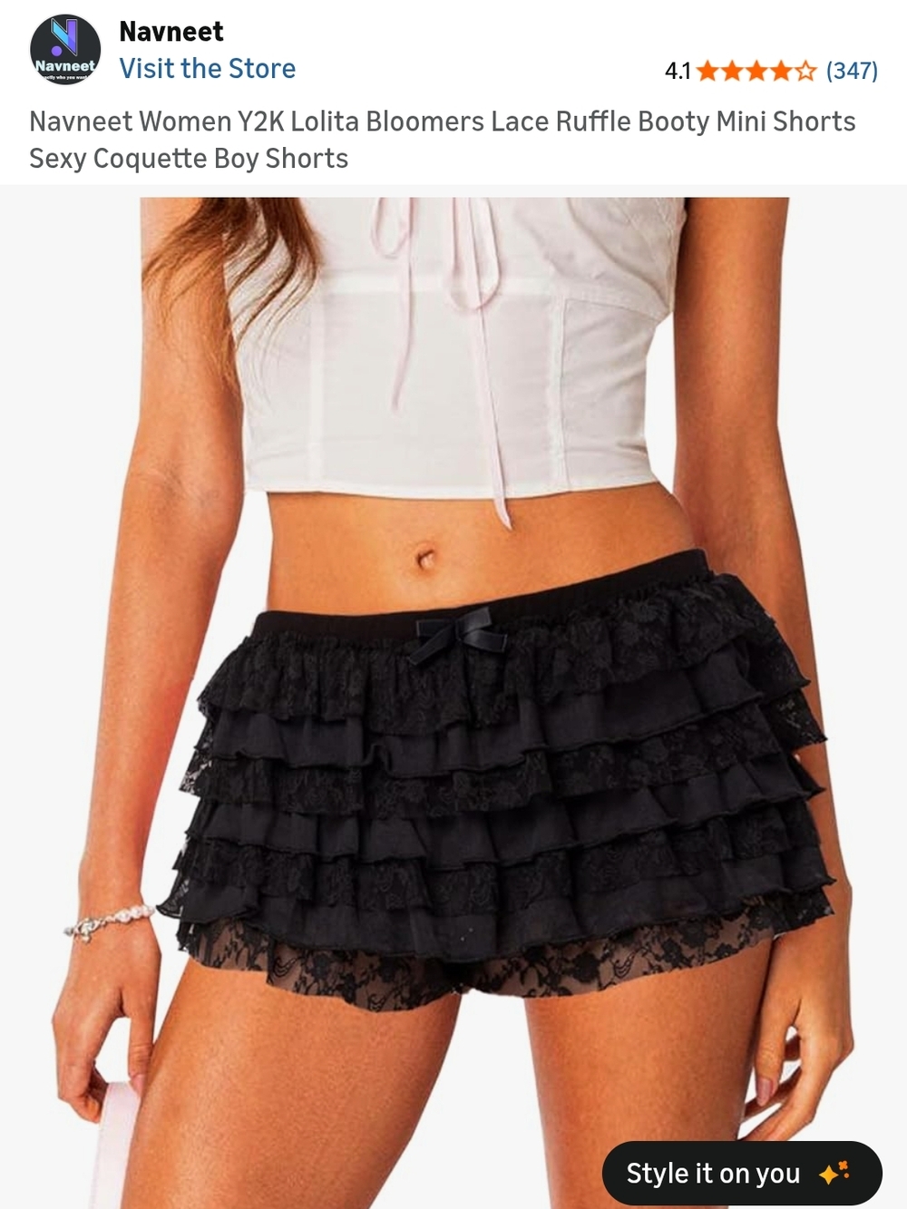 Ruffled Lace Tiered Mini Shorts - Black